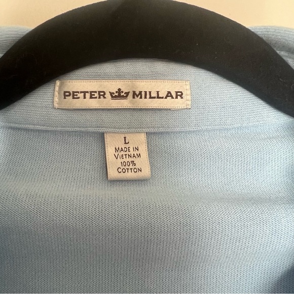 Peter Millar Long Sleeve Light Blue Golf Shirt - Picture 2 of 4
